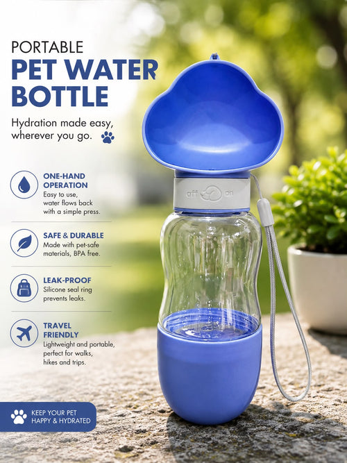 Anti-Spill Portable Pet Water Bottle & Feeding Bowl