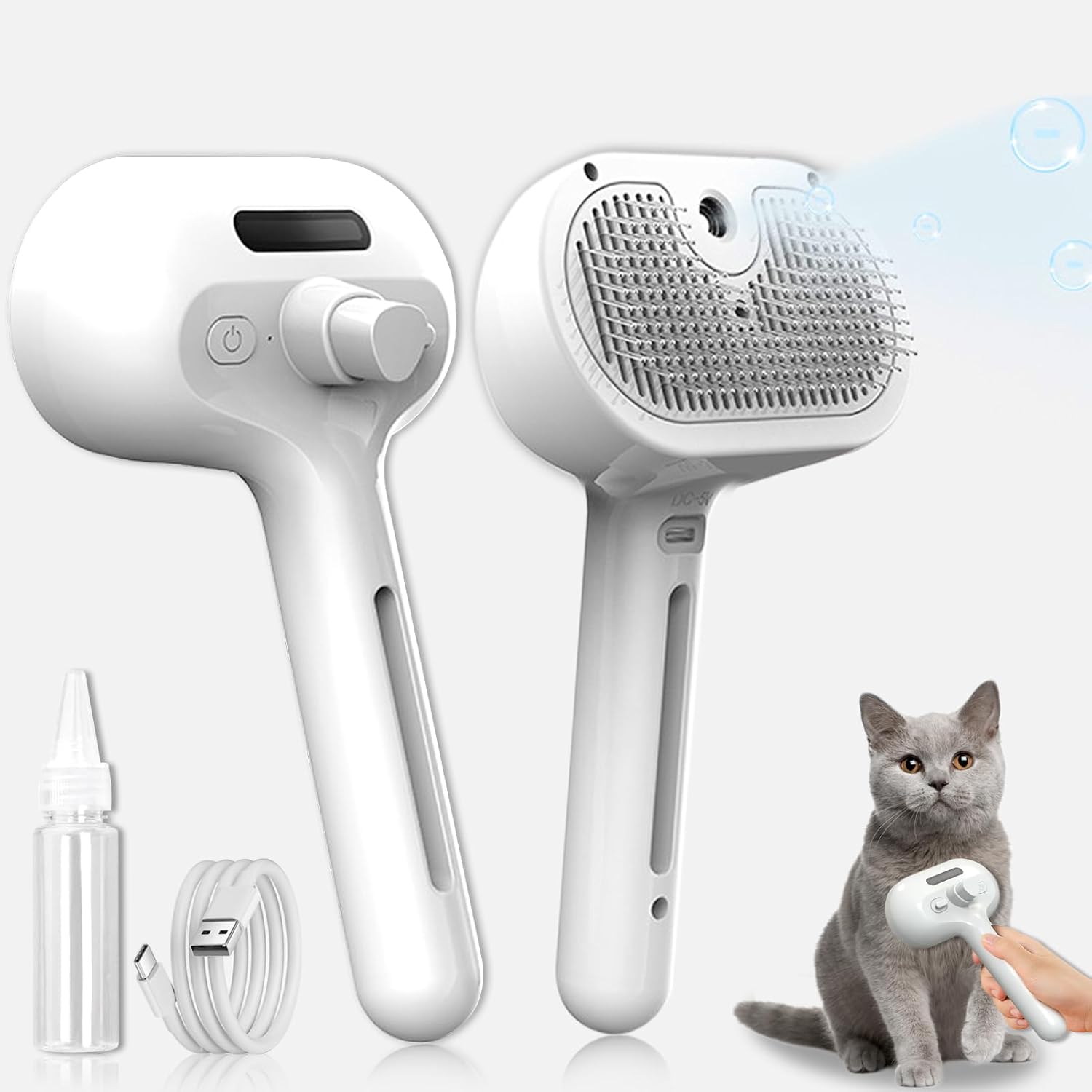 3-in-1 Luxury Stainless Steel Pet Grooming Steam Brush