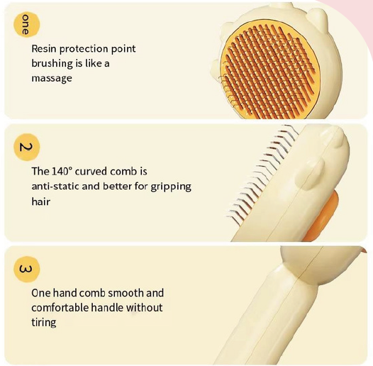 Self-Cleaning Cat-Shaped Pet Grooming Brush