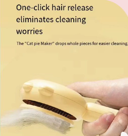 Self-Cleaning Cat-Shaped Pet Grooming Brush